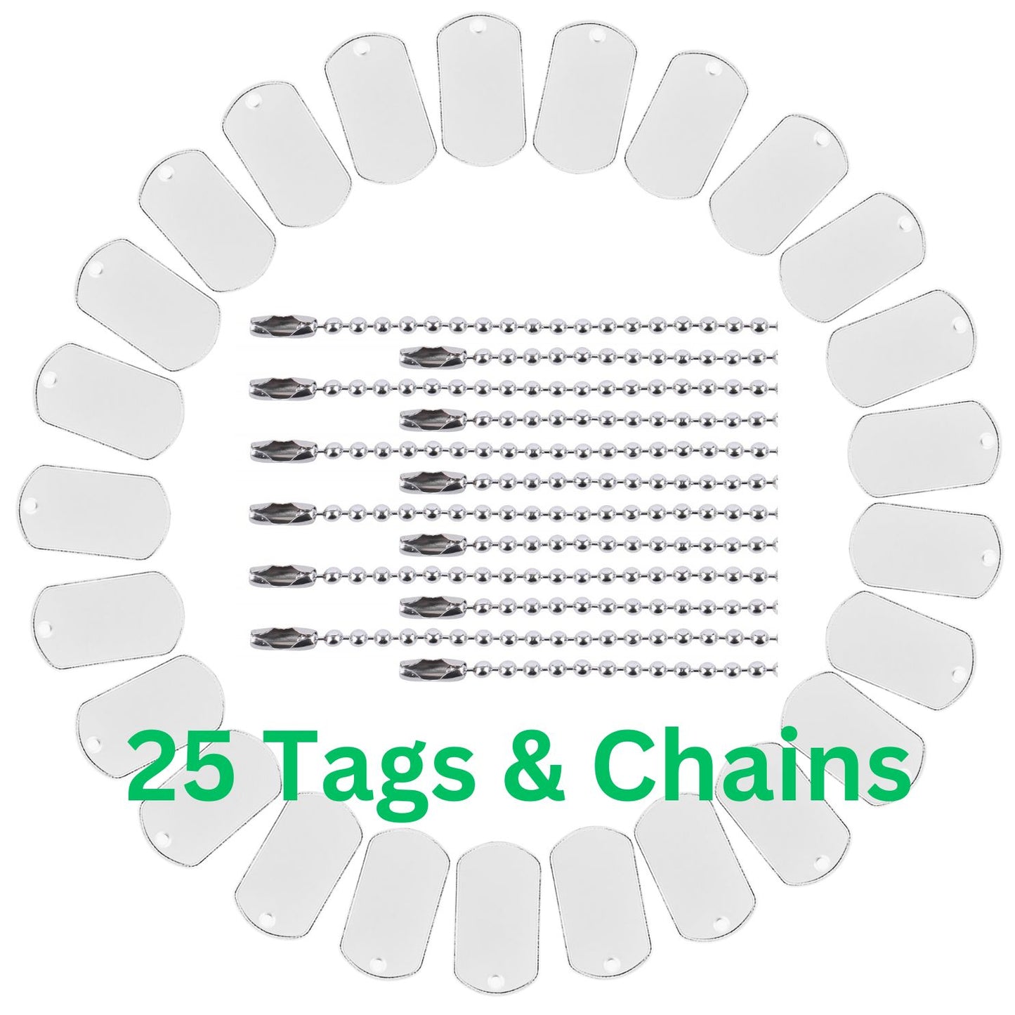 Torxgear 25-Pack Stainless Steel Dog Tags - Perfect for Kids Birthday Parties, Army Party Favors
