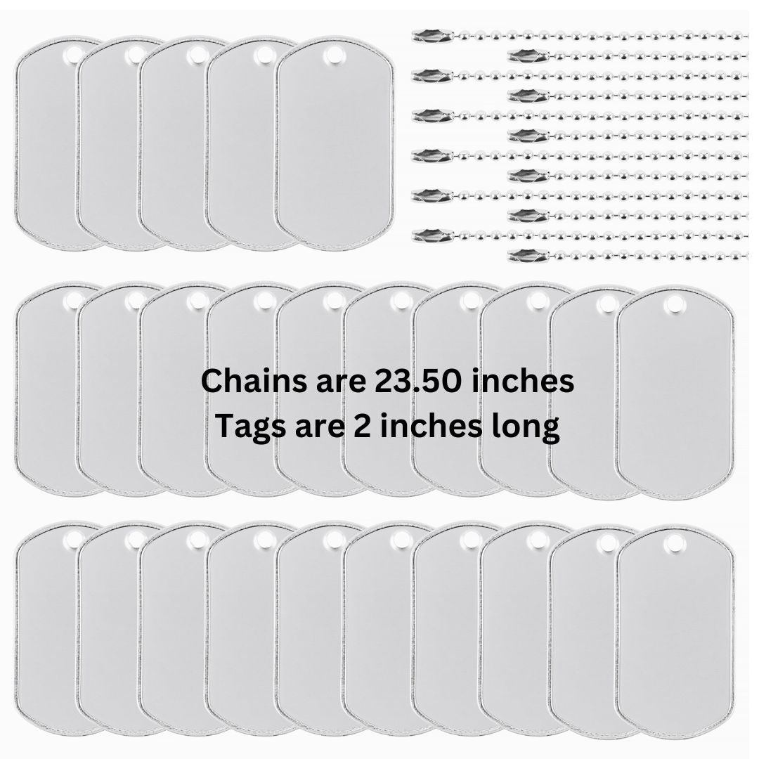 Torxgear 25-Pack Stainless Steel Dog Tags - Perfect for Kids Birthday Parties, Army Party Favors