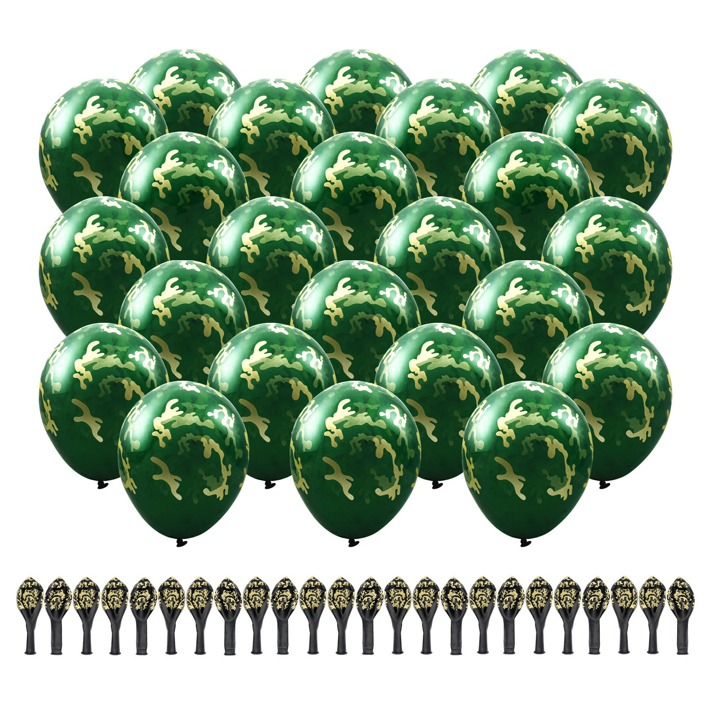 Green Camouflage Balloons. 24Pk